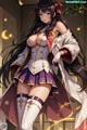 Anime girl with long black hair wearing a white and purple outfit.